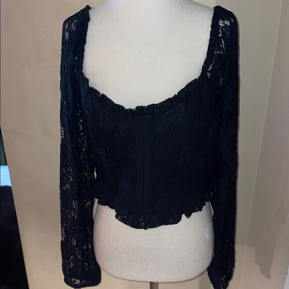 Evolutionary elegant Black Lace Long Sleeve bustier.